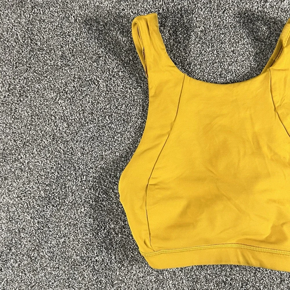 Lululemon Energy Long Line Sports Bra Yellow Medium Support Women's Approx 6